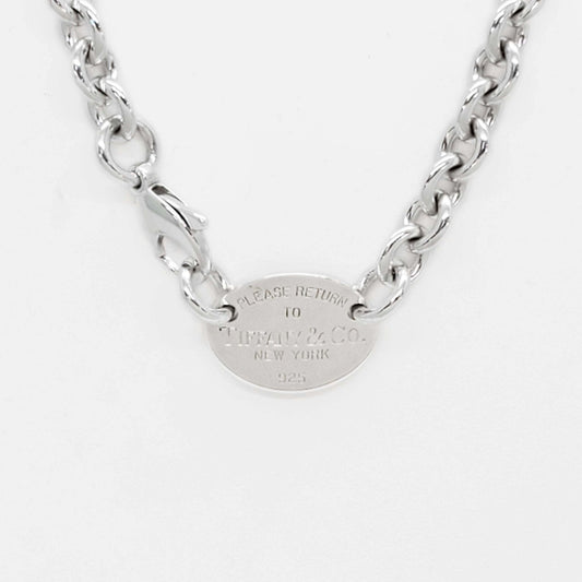 Tiffany & Co Vintage Return to Tiffany Oval Tag Necklace Sterling Silver