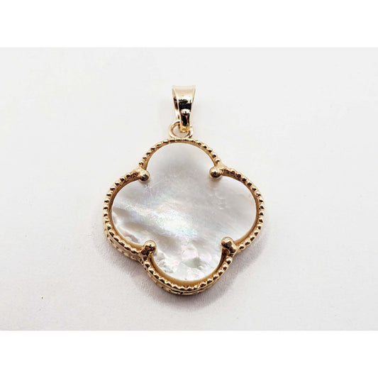 MOP Carved Charm Bezel Pendant 14k Gold