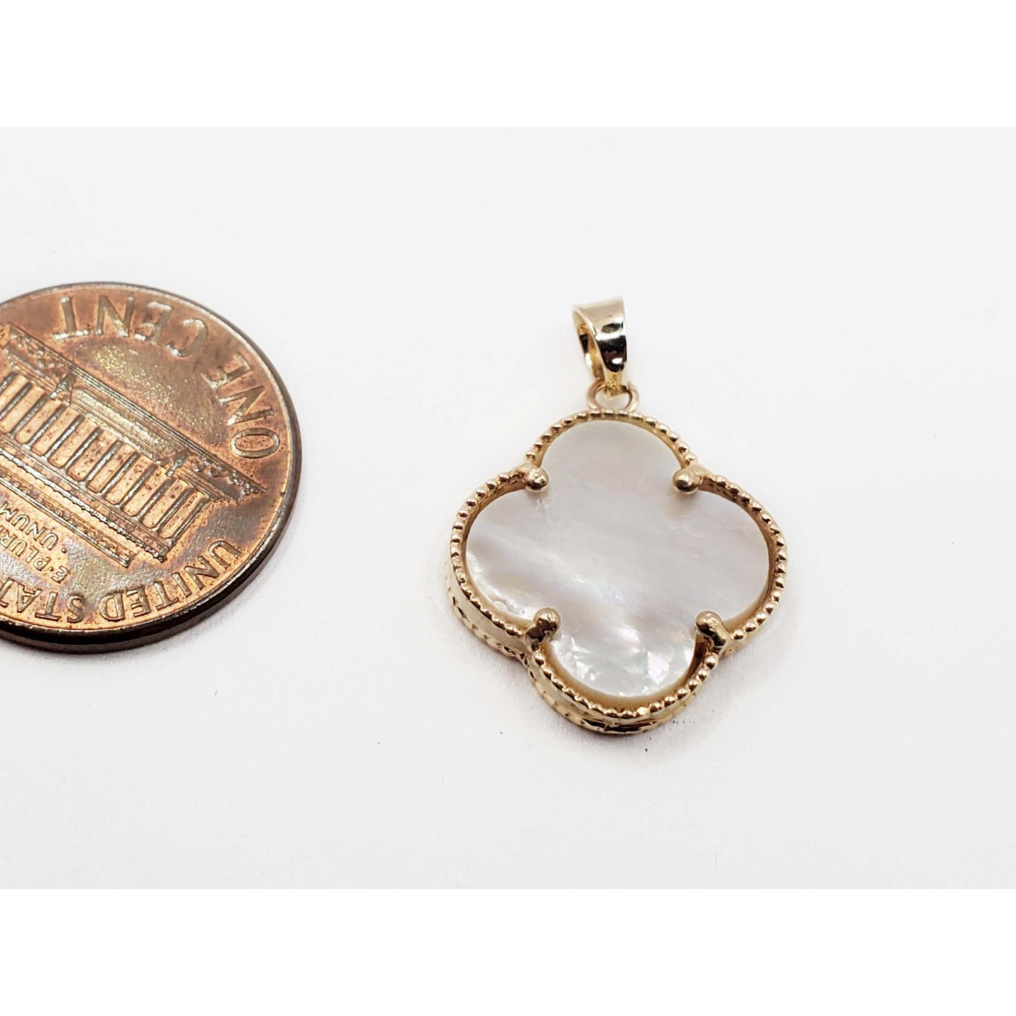 MOP Carved Charm Bezel Pendant 14k Gold