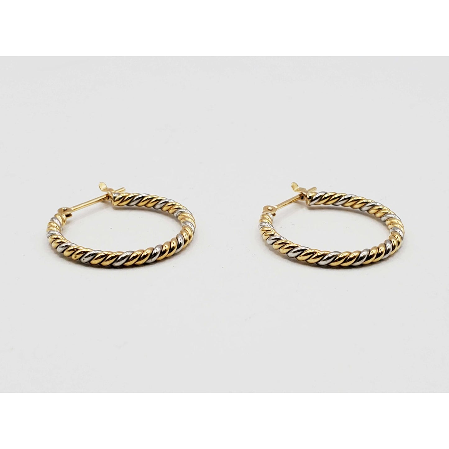 2.1mm Wide Braided Hoop Earrings 18k Gold & Platinum 20mm Diameter