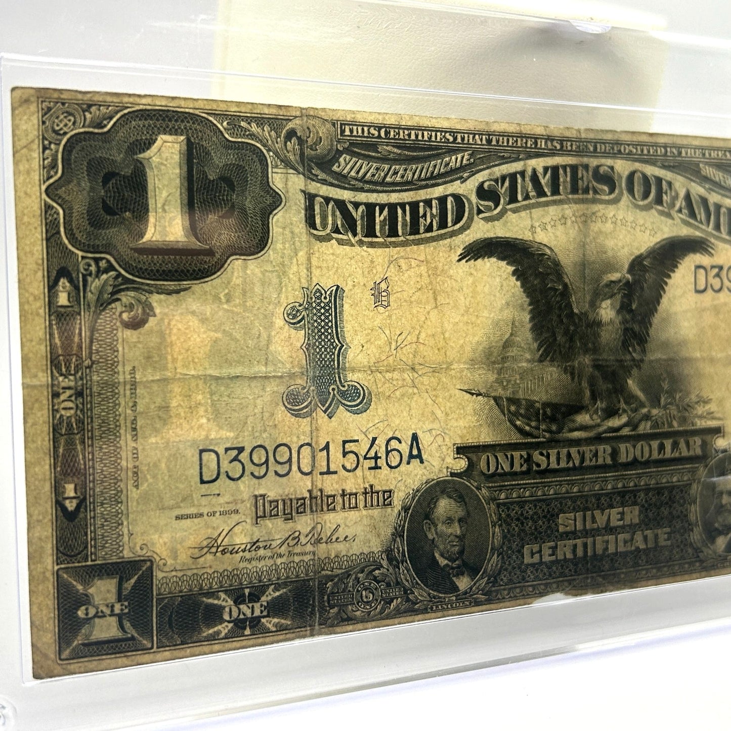 1899 U.S. $1 Large Black Eagle Silver Certificate, Blue Seal D39901546A
