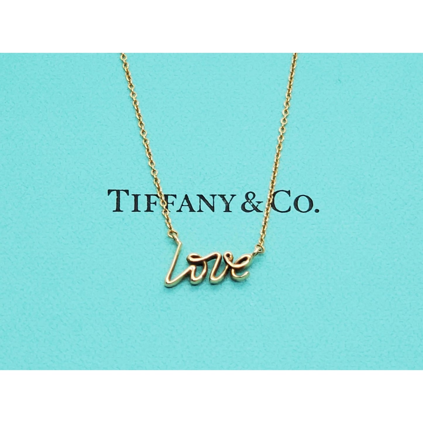 Tiffany & Co Paloma Picasso Love Graffiti Pendant Necklace 18k Gold