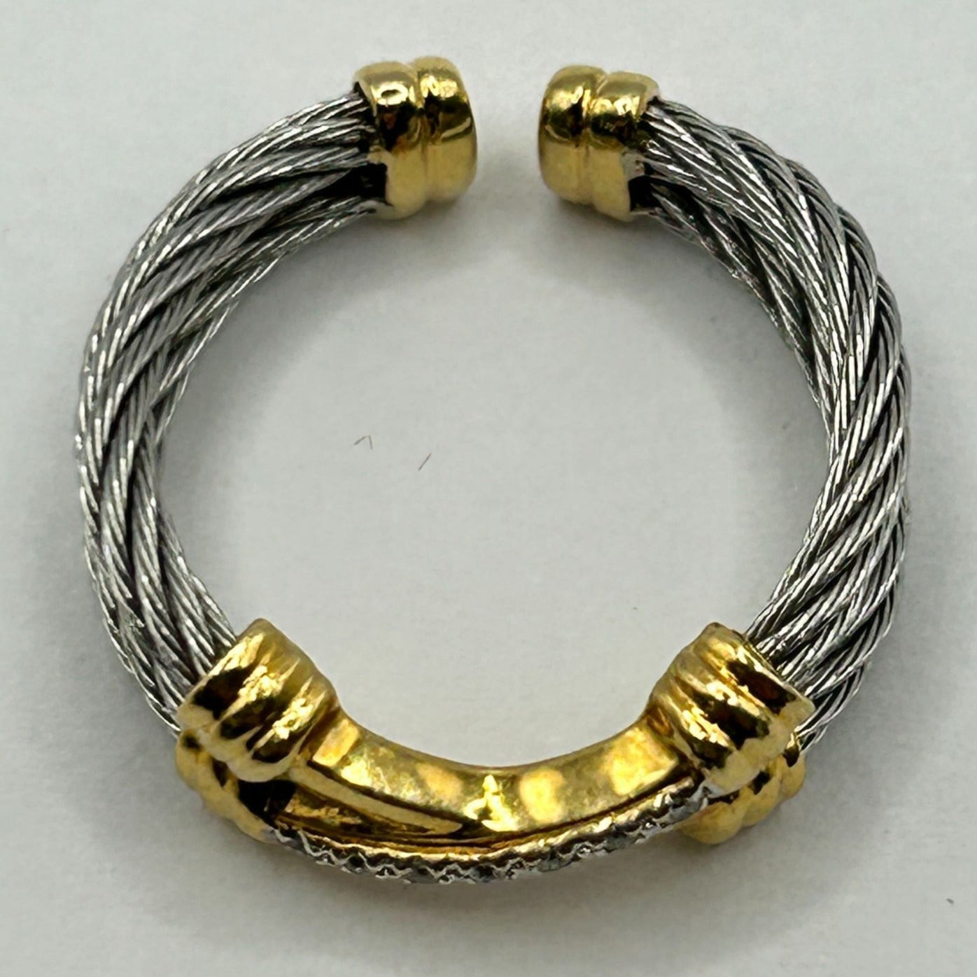 Charriol Ring – Stainless Steel, 18K Yellow Gold and Natural Diamonds - Size 6