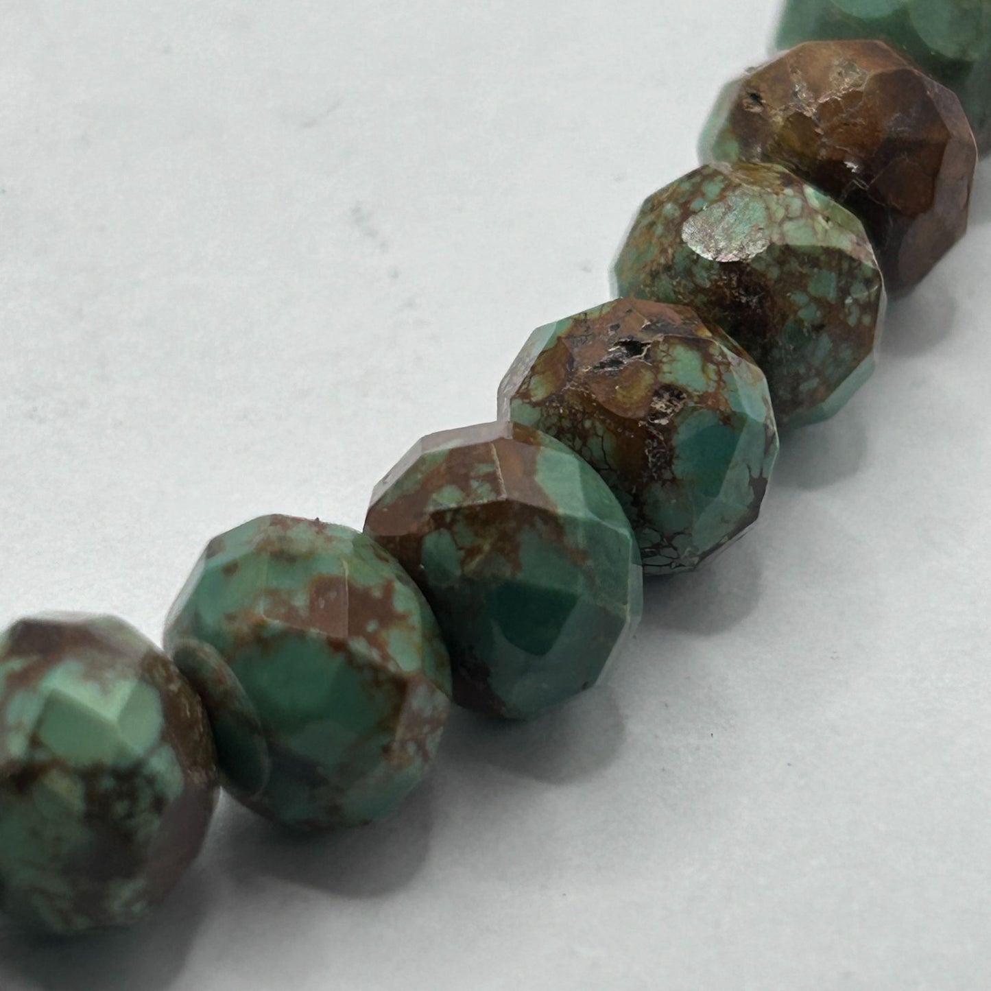 African Turquoise 9.5mm Faceted Bead Necklace 28"