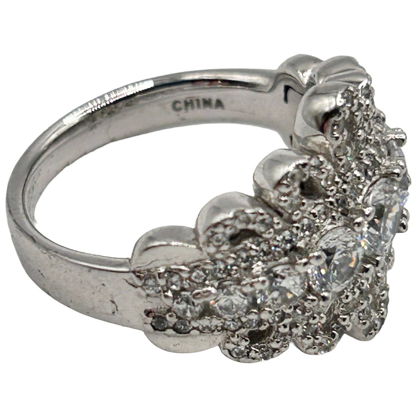 Vintage Designer SW 925 Sterling Silver CZ Pave Ring - Size 6.25