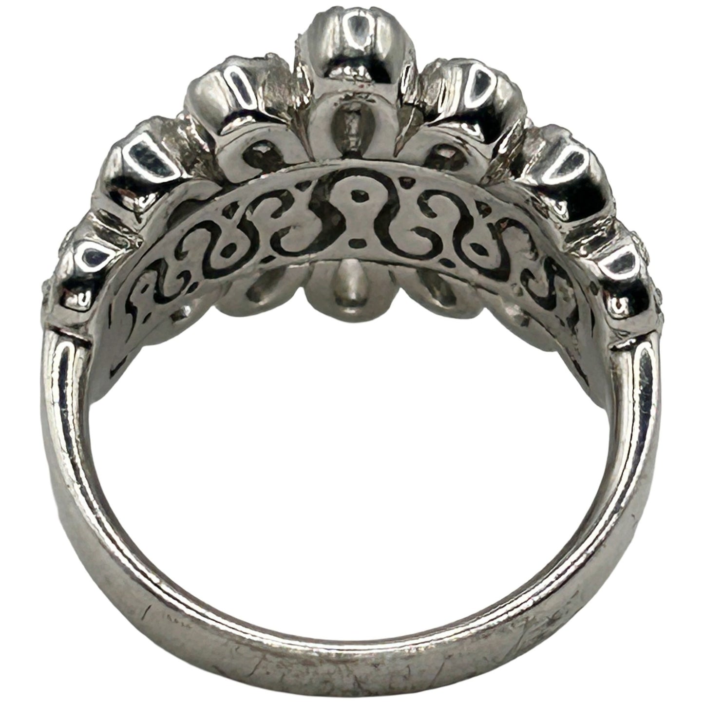 Vintage Designer SW 925 Sterling Silver CZ Pave Ring - Size 6.25