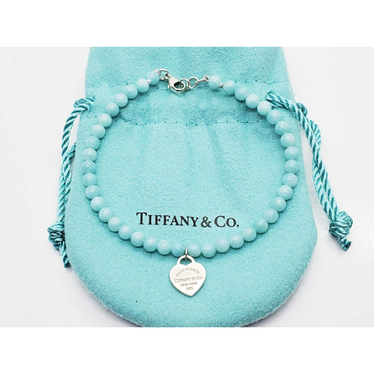 Return to Tiffany Heart Tag 4.3mm Amazonite Bead Bracelet Sterling Silver