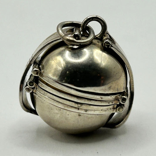 Vintage 925 Sterling Silver Pendant Locket Photo Ball Mexico