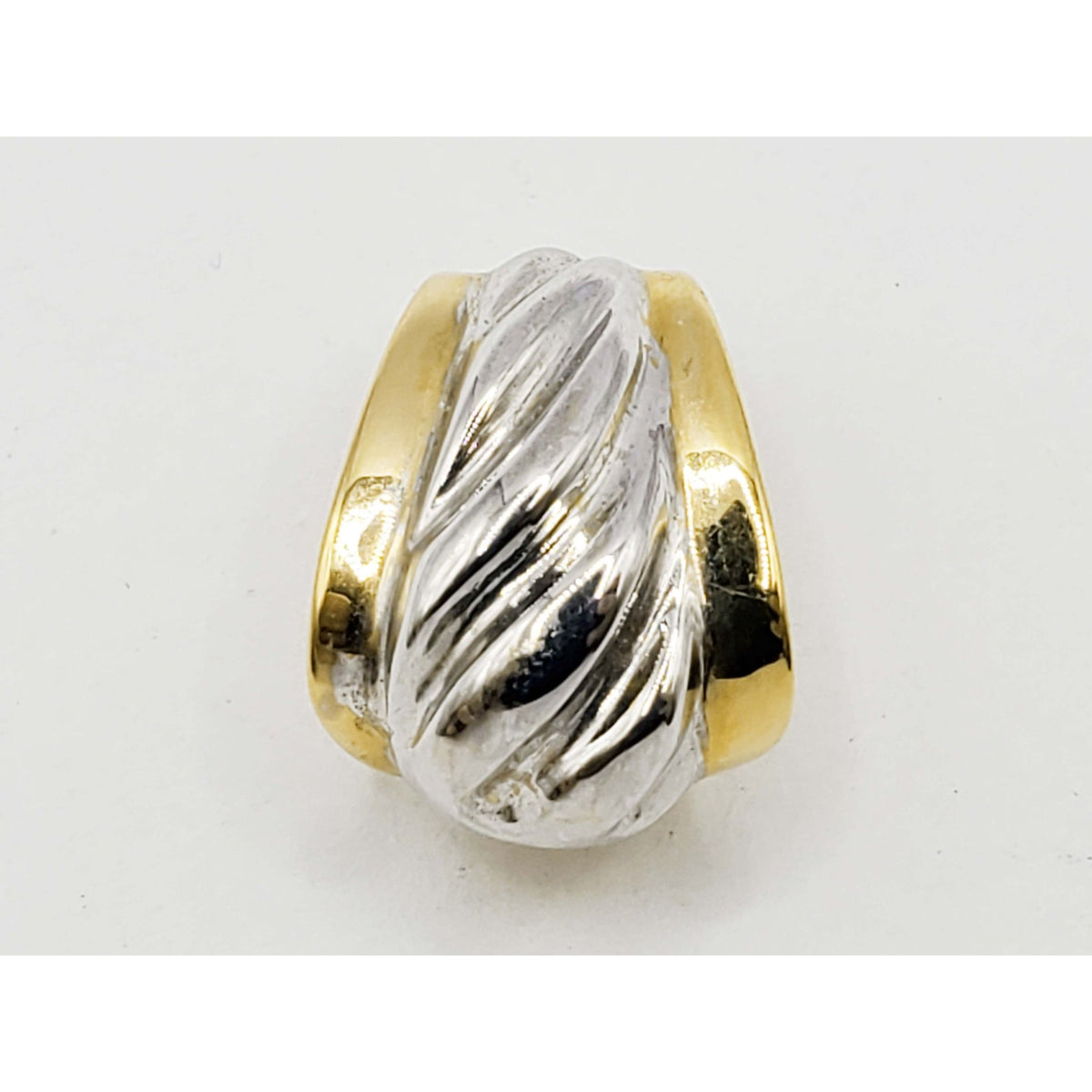 Two-Tone Shrimp Rib Style Slide Pendant 14k Yellow & White Gold