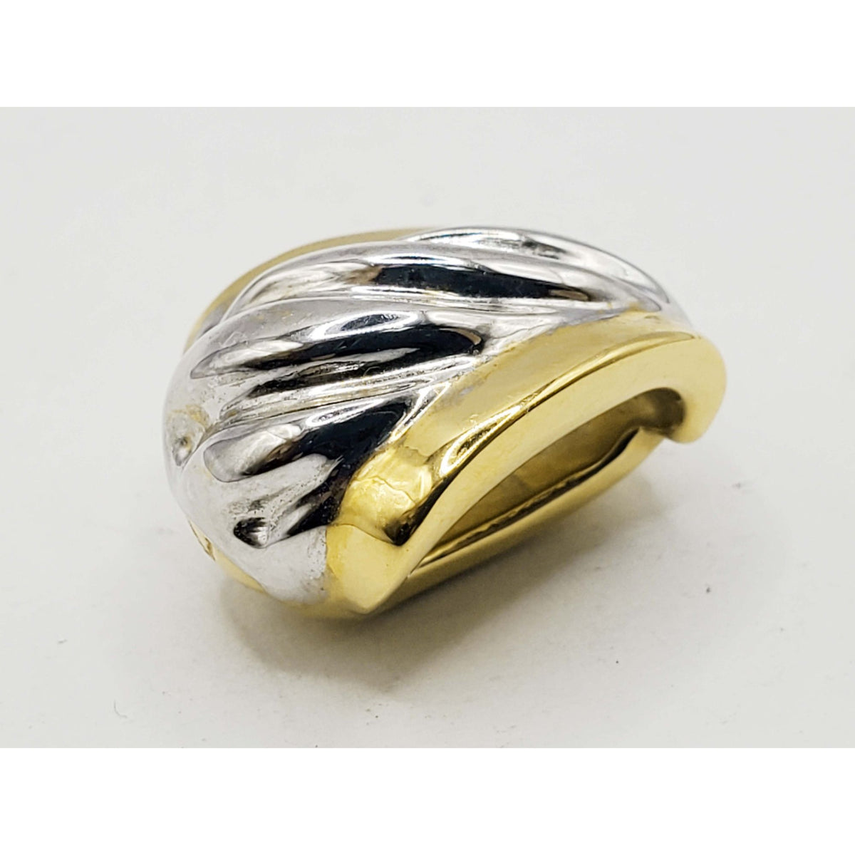 Two-Tone Shrimp Rib Style Slide Pendant 14k Yellow & White Gold