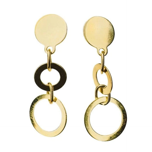 14k Gold Circle Cut Out Dangle Earrings