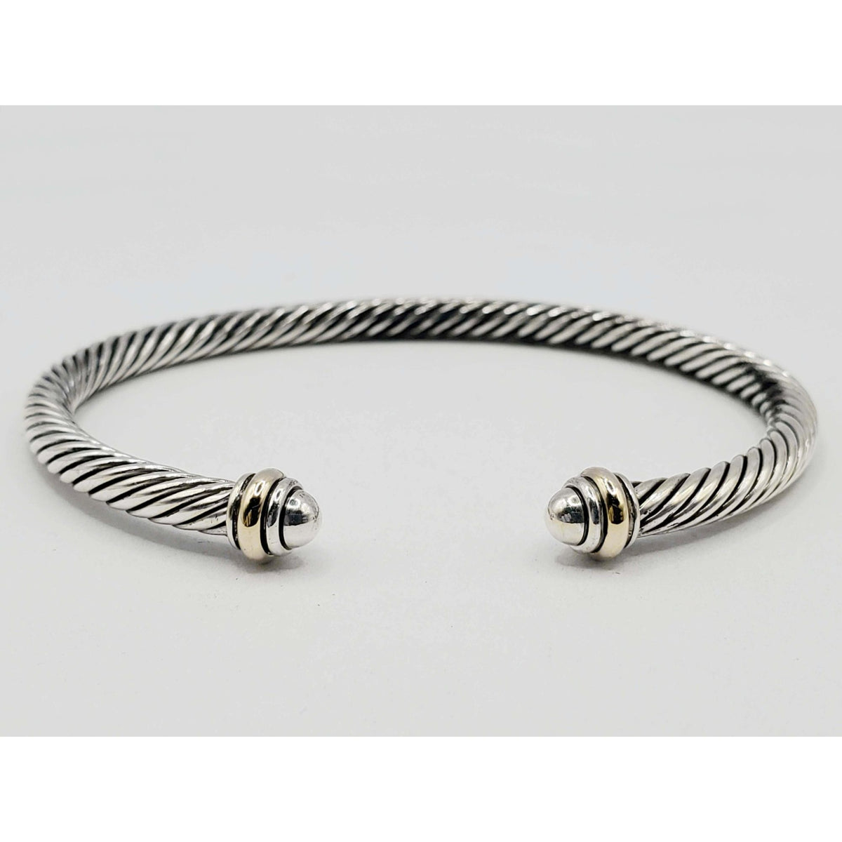 David Yurman Classic Cable Cuff Bracelet 4mm Sterling Silver 18k Gold Medium