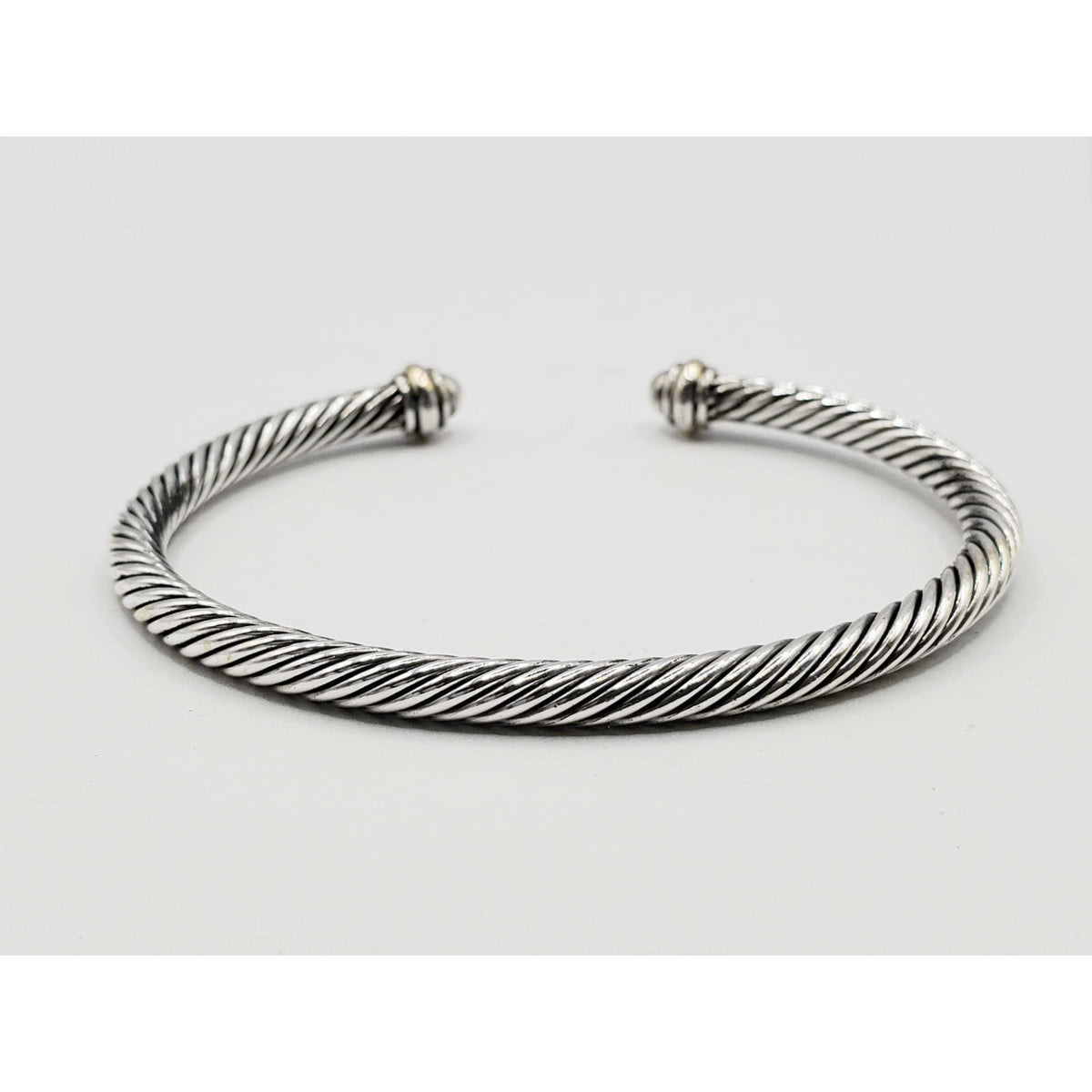 David Yurman Classic Cable Cuff Bracelet 4mm Sterling Silver 18k Gold Medium