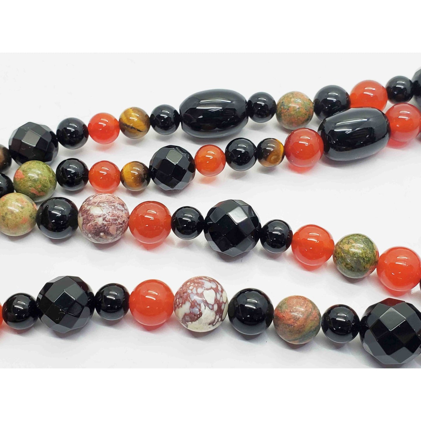Jay King Unakite Onyx Carnelian Agate Jasper Tiger Eye Bead Necklace 36"