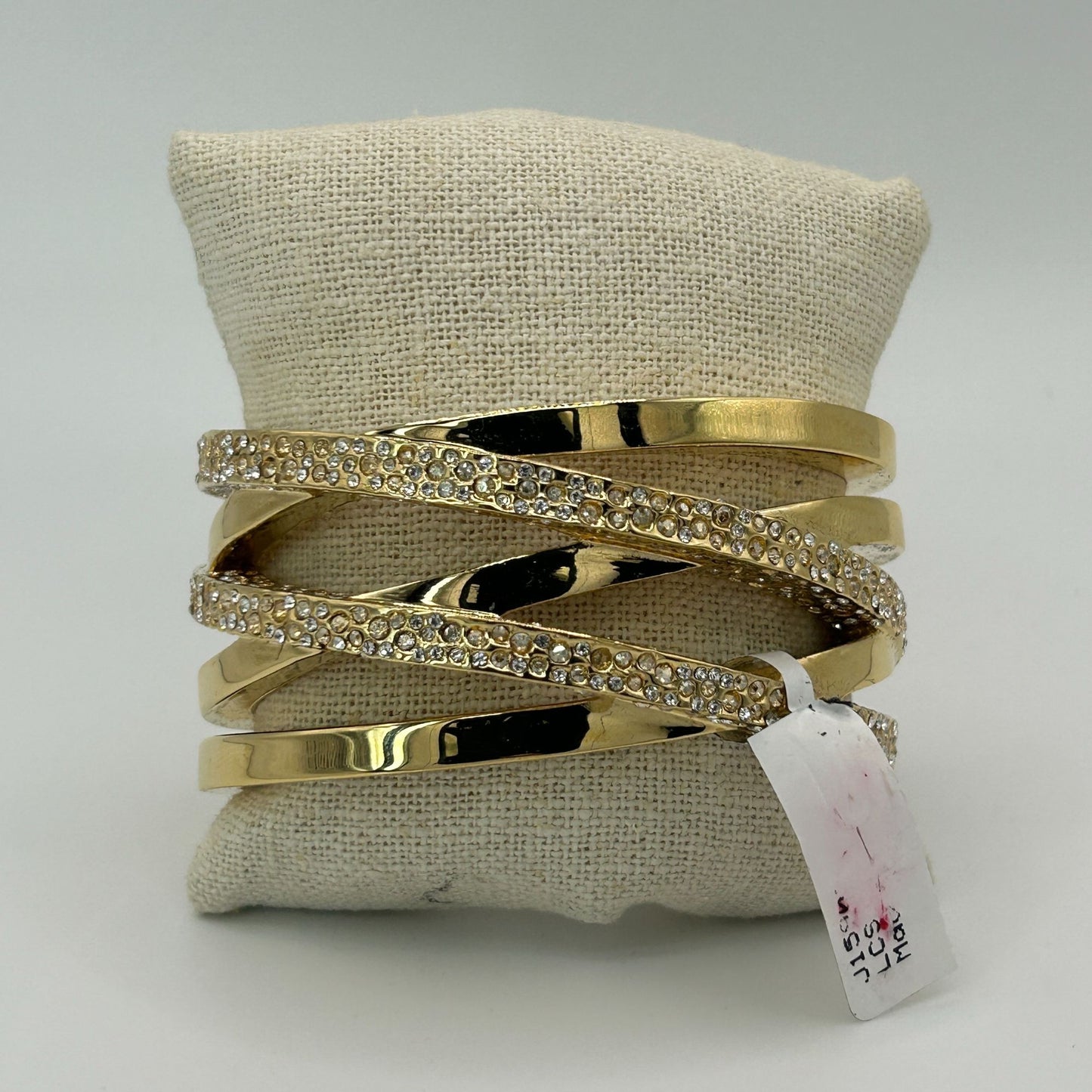 St. John Signed Vintage Designer Gold Toned Large Cuff Bracelet