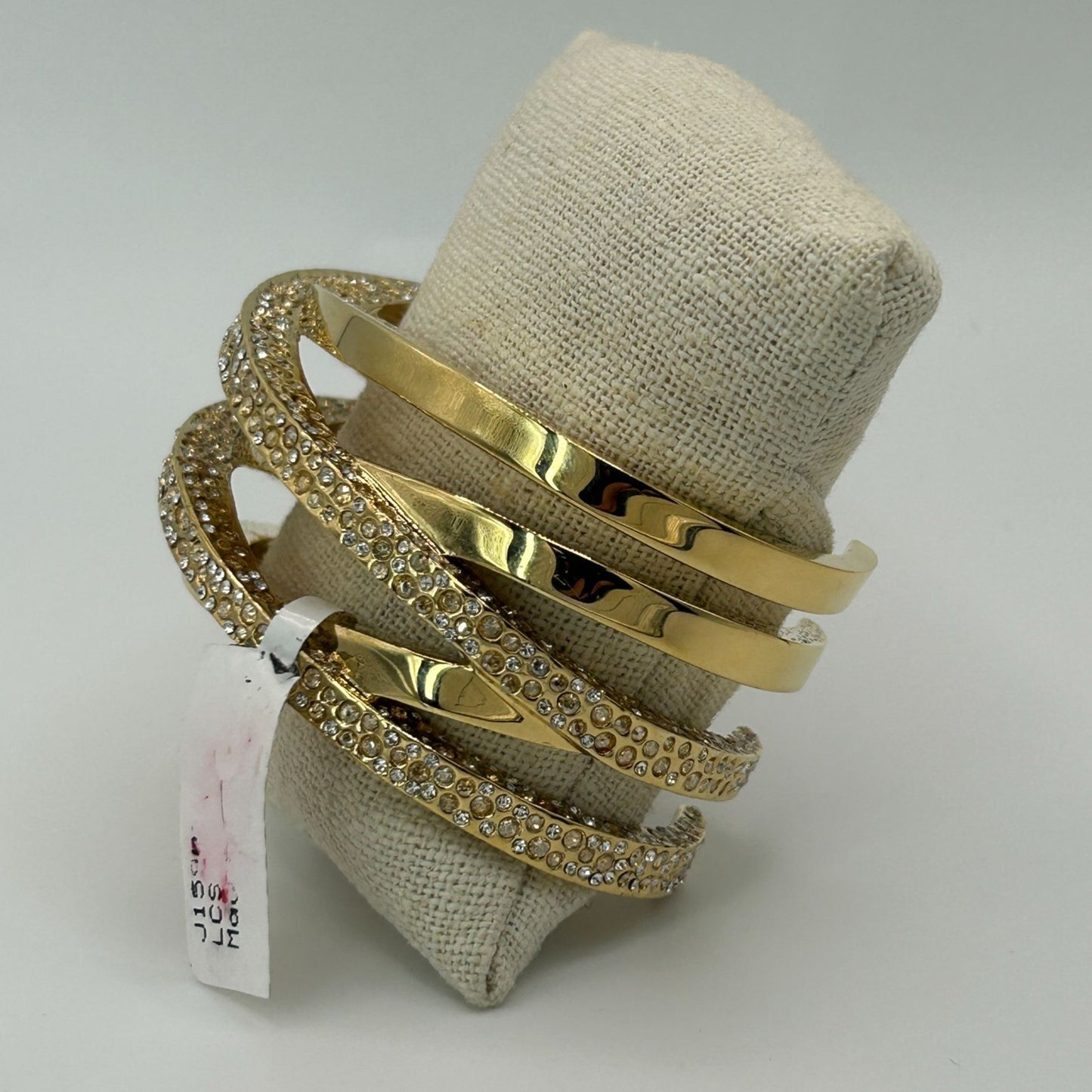 St. John Signed Vintage Designer Gold Toned Large Cuff Bracelet
