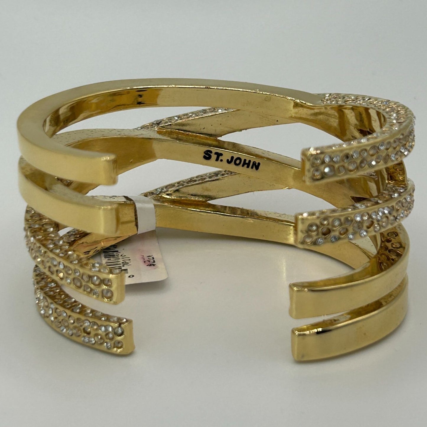 St. John Signed Vintage Designer Gold Toned Large Cuff Bracelet