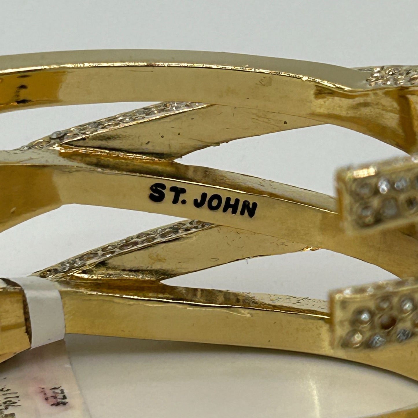 St. John Signed Vintage Designer Gold Toned Large Cuff Bracelet