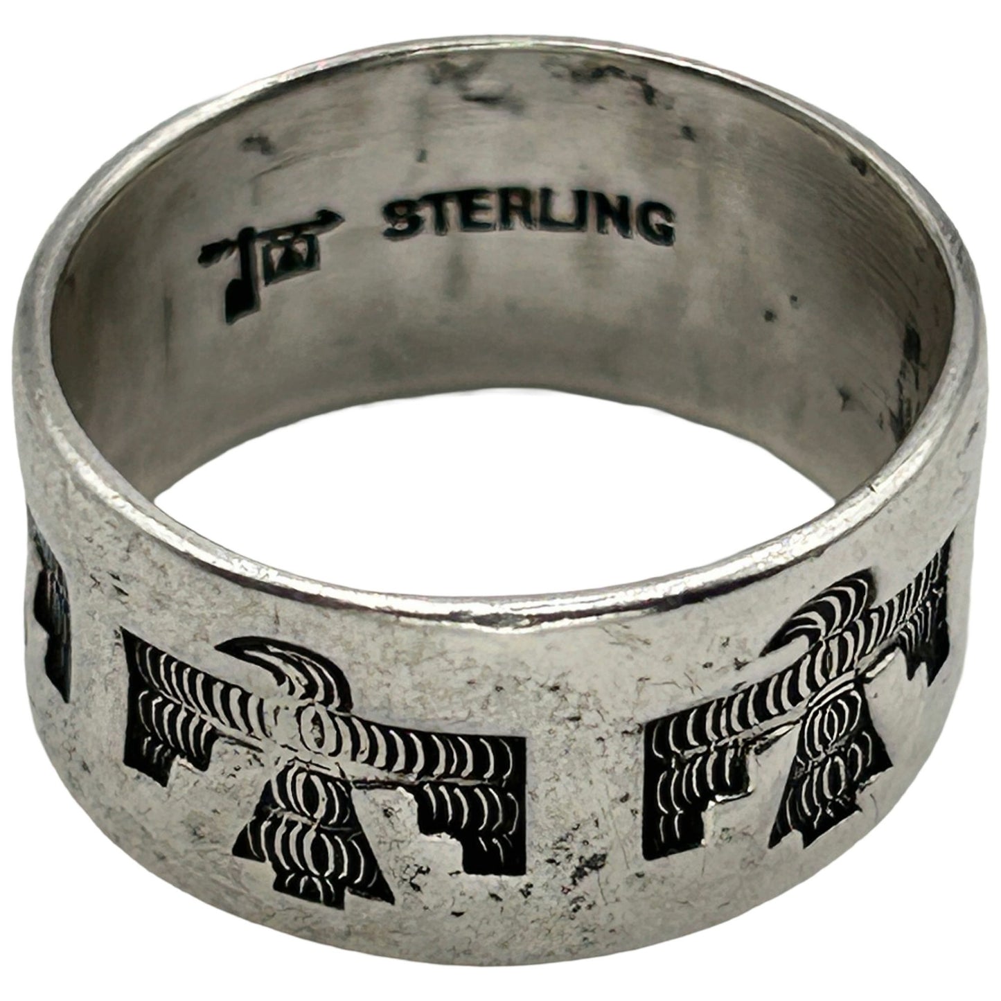 Vintage Bell Trading Post 925 Sterling Silver Navajo Thunderbird Ring - Size 8