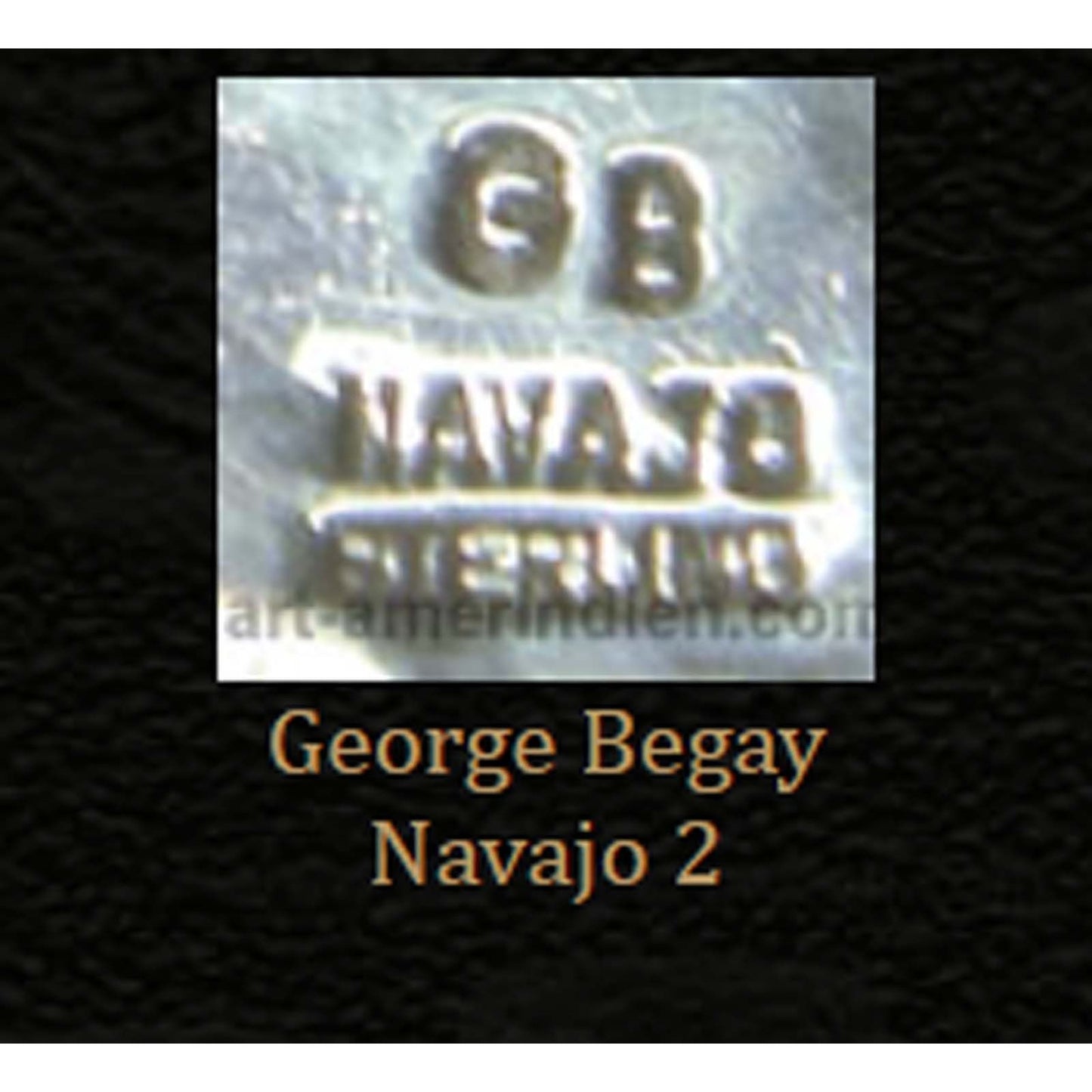 George Begay Navajo Salmon Pink Coral Cabochon Cuff Bracelet Sterling Silver