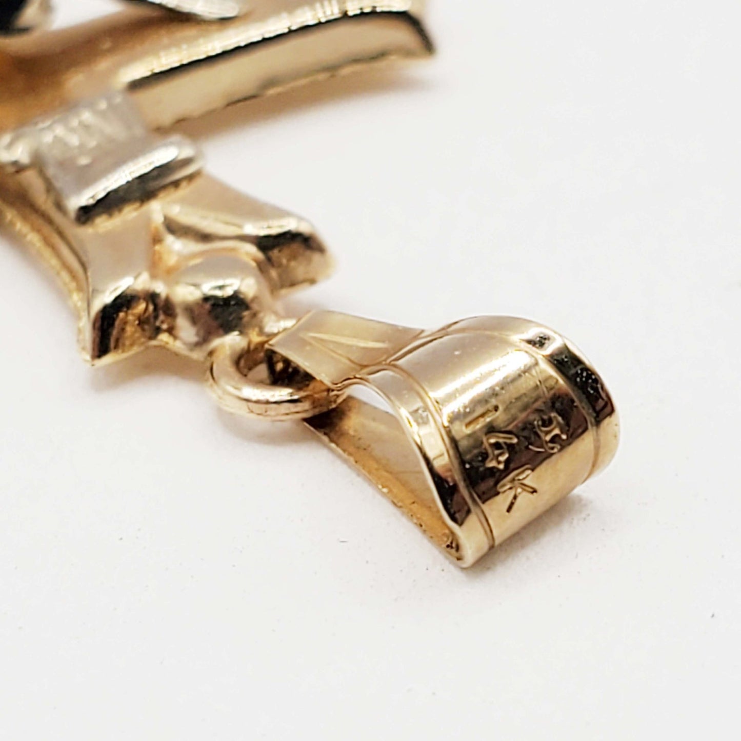 Religious Crucifix Cross Pendant 14k Two-Tone Gold 1 Gram