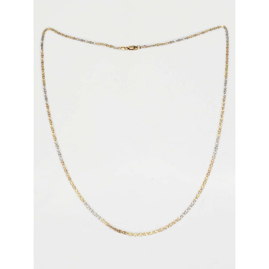 2mm Wide Dia-Cut Mariner Chain Necklace 14k Tricolor Gold 21.5" Long