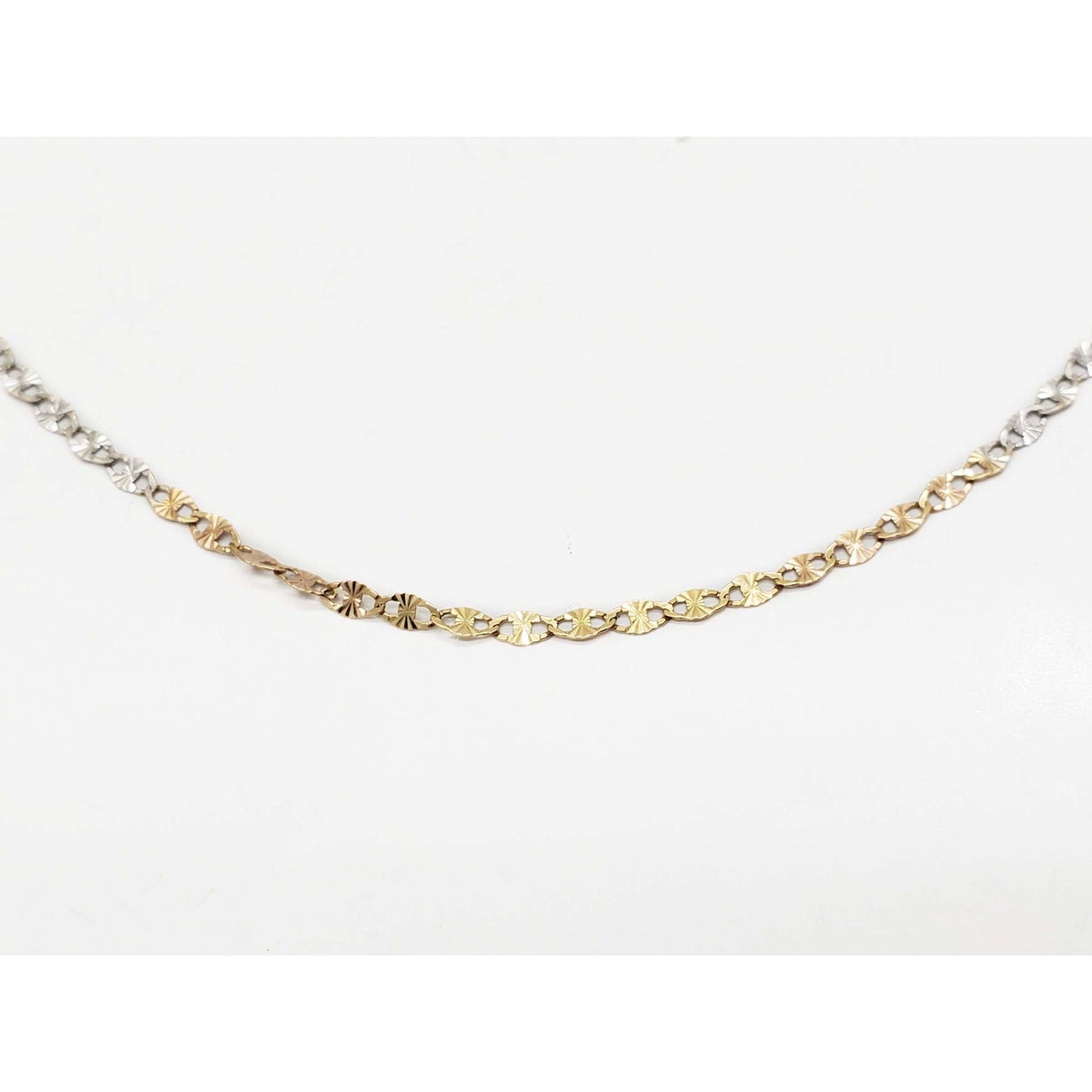 2mm Wide Dia-Cut Mariner Chain Necklace 14k Tricolor Gold 21.5" Long