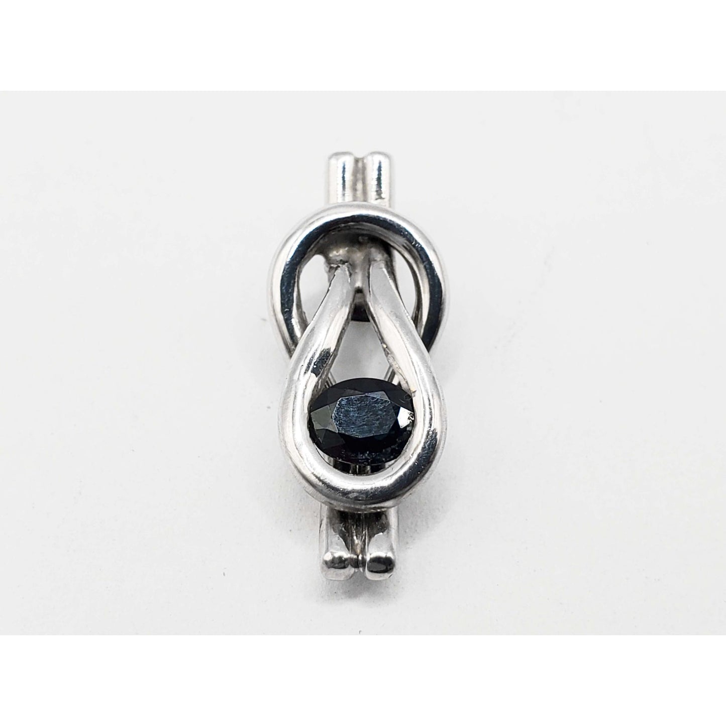 Natural Sapphire Custom Made Mariner's Knot Charm Pendant 14k White Gold