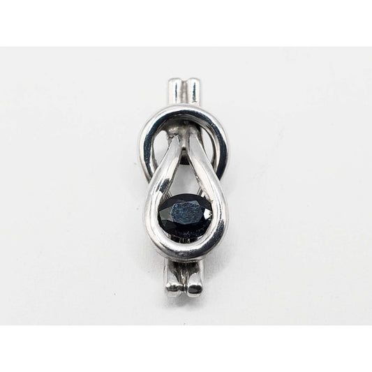 Natural Sapphire Custom Made Mariner's Knot Charm Pendant 14k White Gold