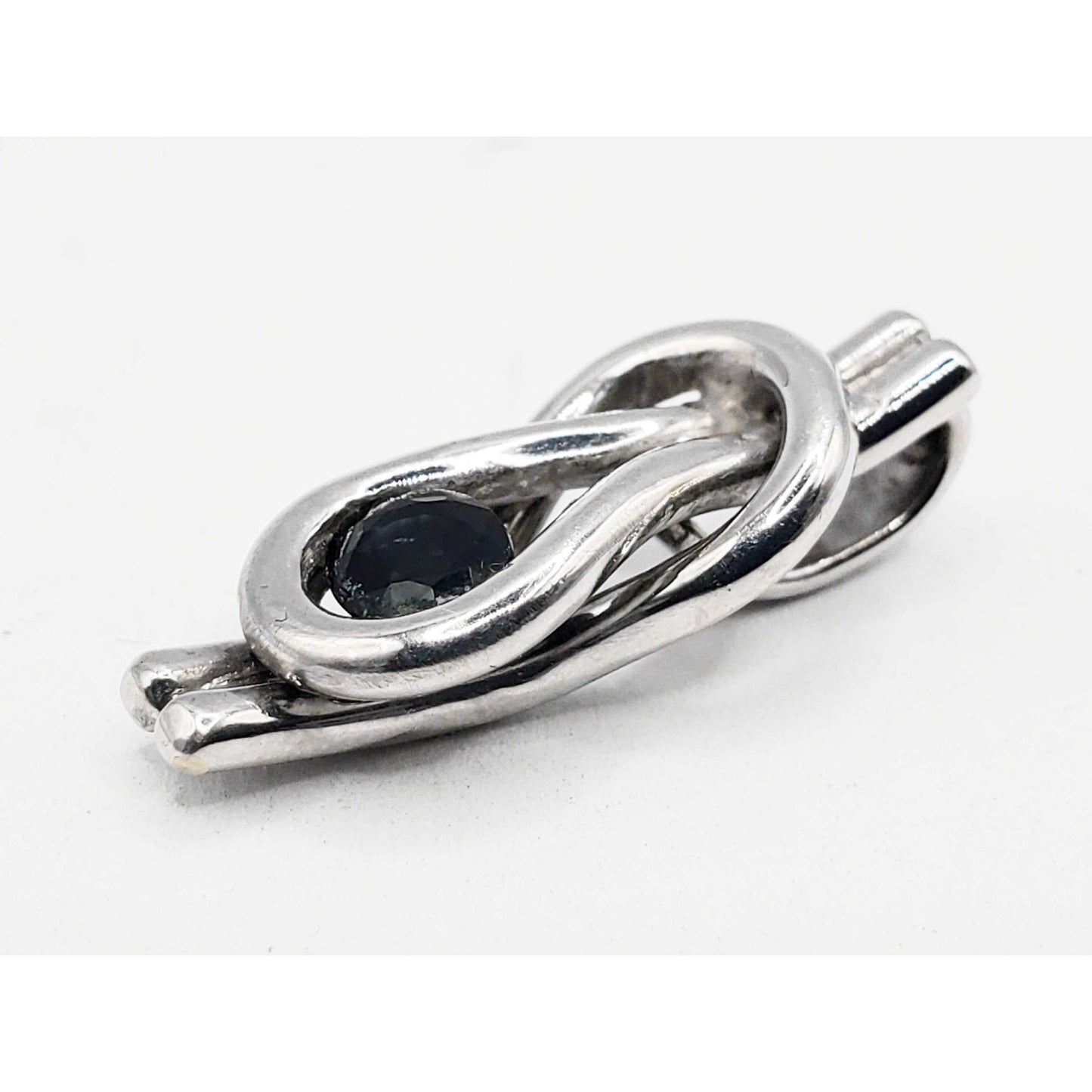 Natural Sapphire Custom Made Mariner's Knot Charm Pendant 14k White Gold