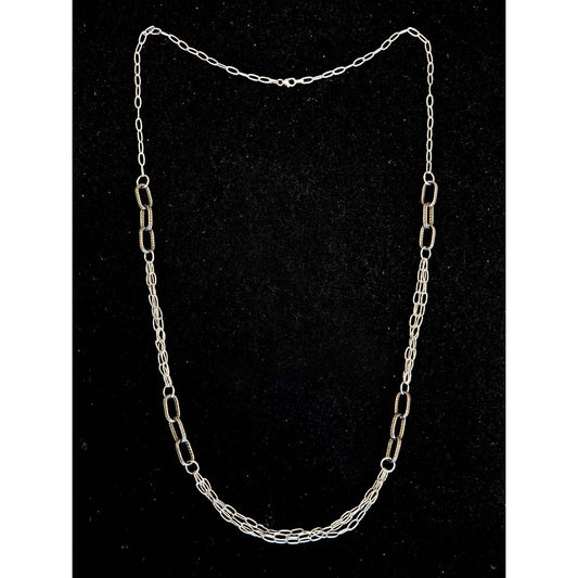 Itaor Designer Oval Station Link Chain Necklace 14k White Gold 32"