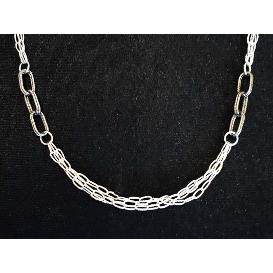 Itaor Designer Oval Station Link Chain Necklace 14k White Gold 32"
