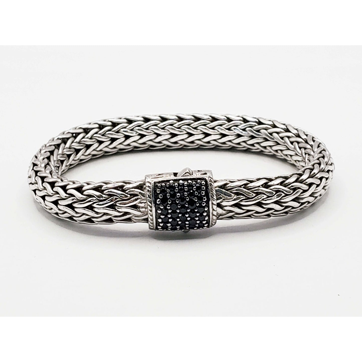John Hardy 7.5mm Black Sapphire Icon Bracelet Sterling Silver Size M-L