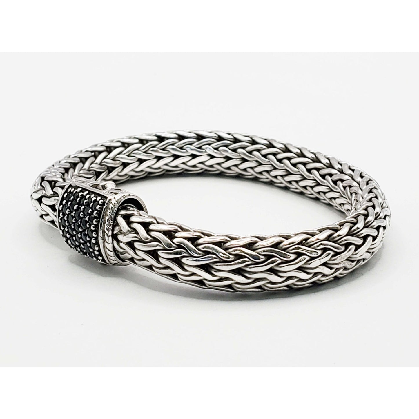 John Hardy 7.5mm Black Sapphire Icon Bracelet Sterling Silver Size M-L