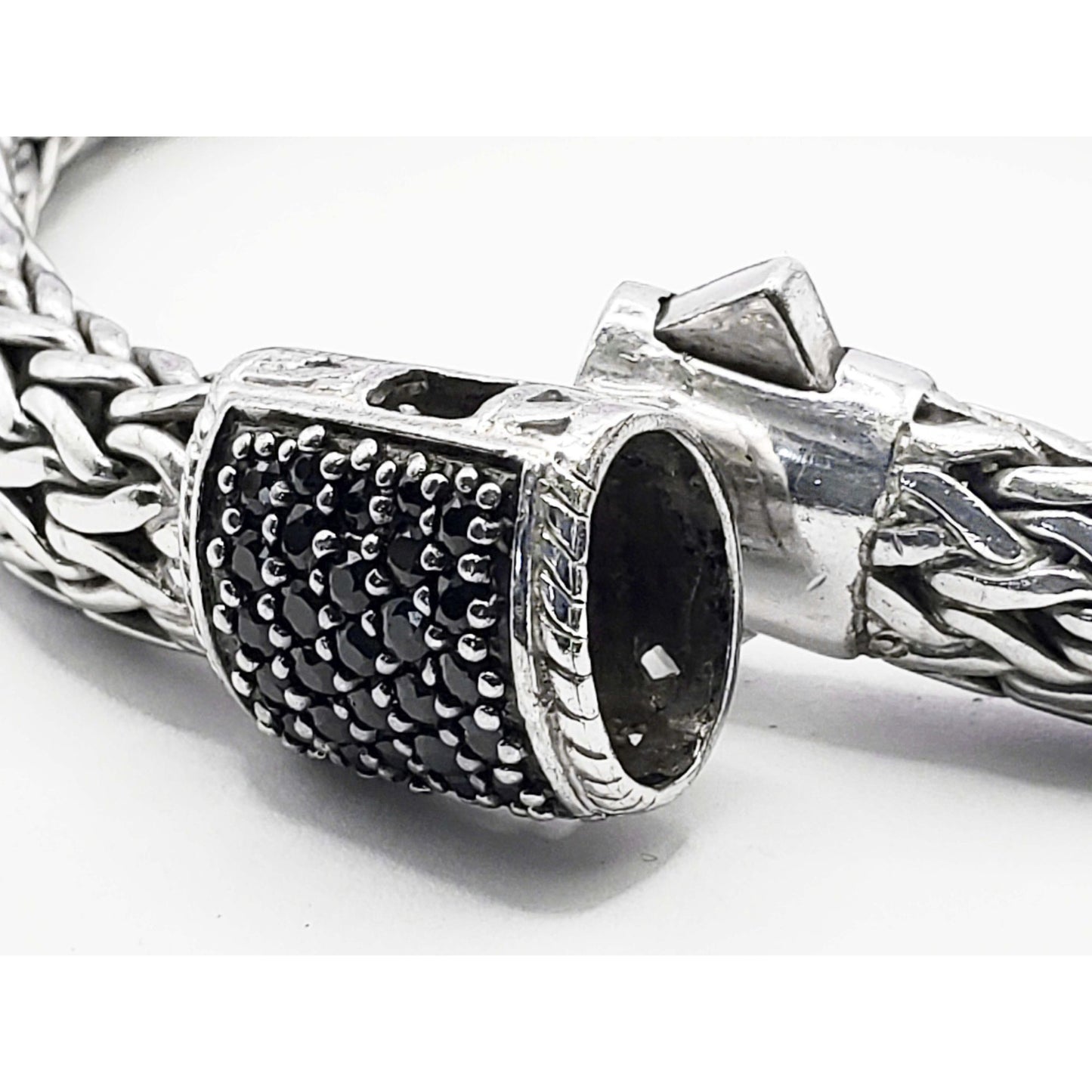 John Hardy 7.5mm Black Sapphire Icon Bracelet Sterling Silver Size M-L