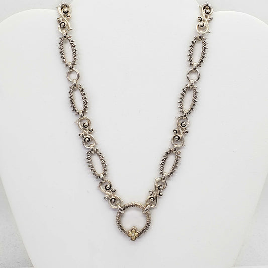 Barbara Bixby 18k Gold Accent & Sterling Silver Flower Scroll Necklace 18"