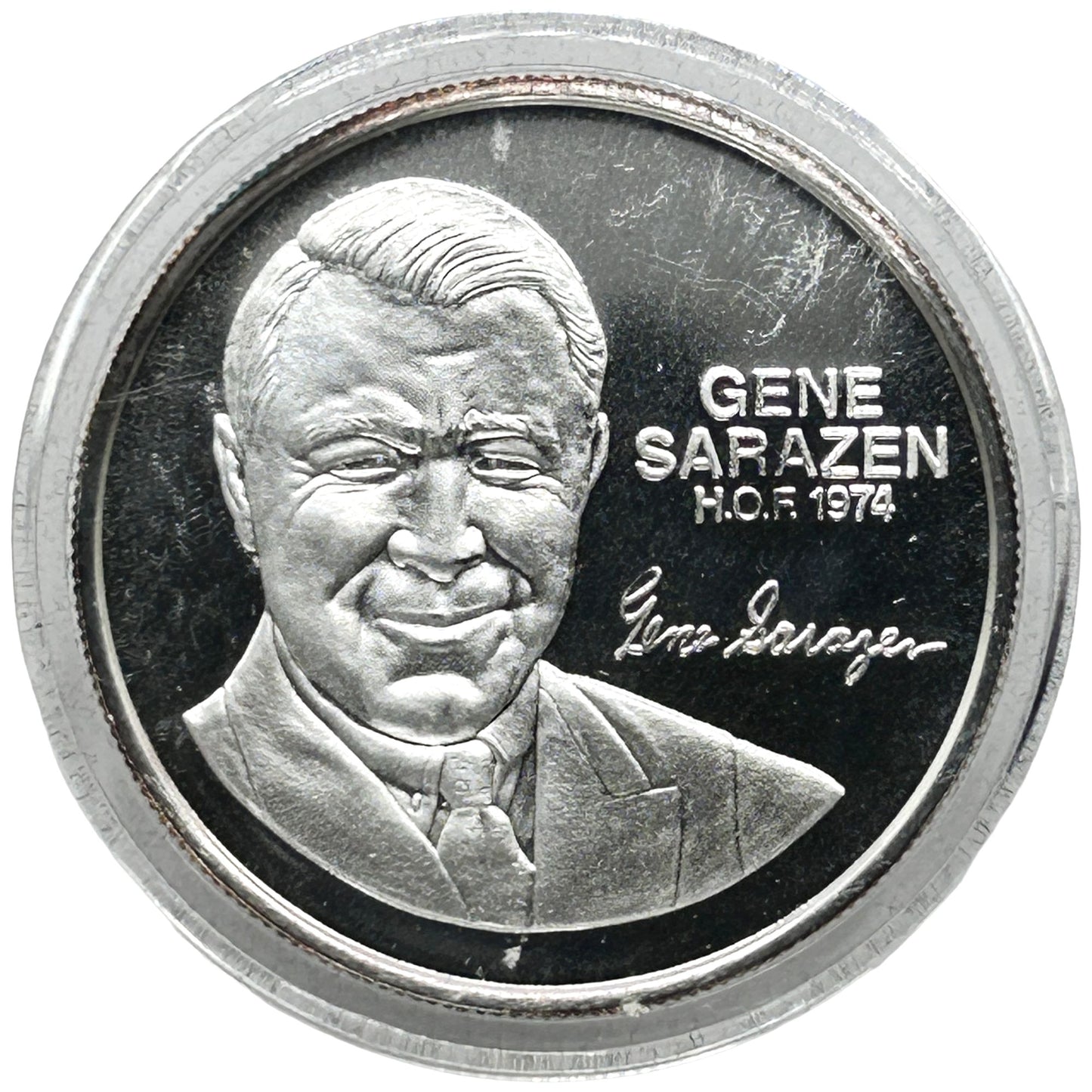 Gene Sarazen PGA Golf Hall of Fame Coin 1 Troy Oz .999 Fine Silver Rare Round