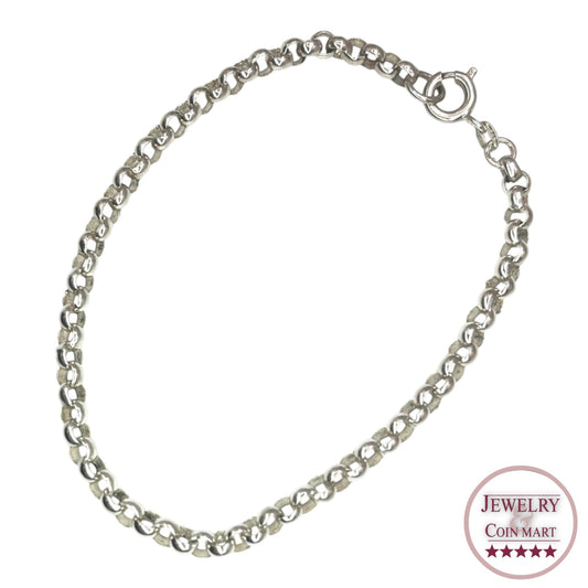 835 Silver Rolo Belcher Chain Bracelet 3mm Round Classic Minimalist