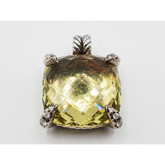David Yurman Chatelaine Citrine & Diamond Enhancer Pendant Sterling Silver