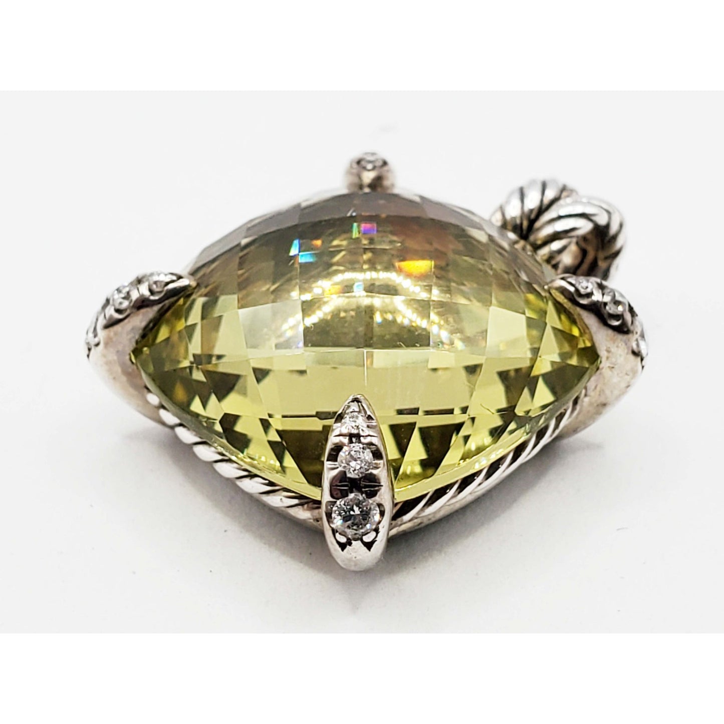 David Yurman Chatelaine Citrine & Diamond Enhancer Pendant Sterling Silver