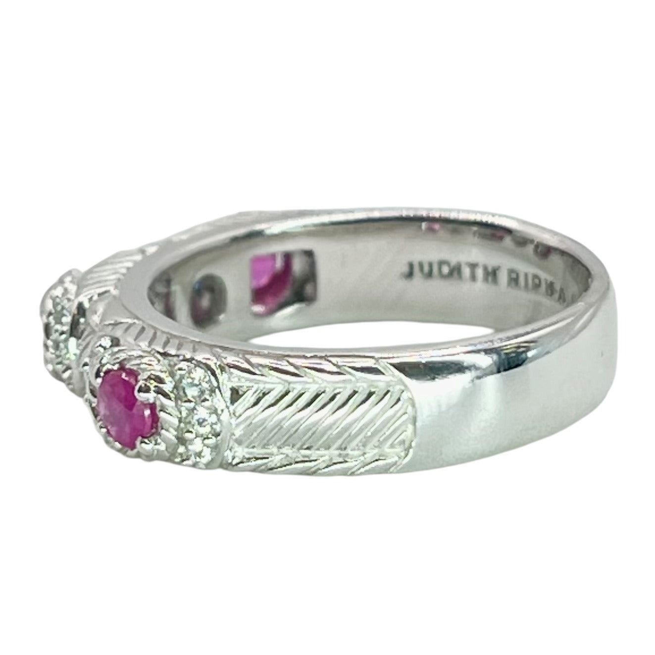 Judith Ripka 925 Sterling Silver Size 7 Ruby Stackable Stacking Ring Band