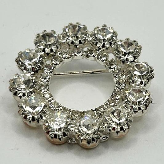 Vintage Eisenberg Ice Wreath Brooch Pin - Clear Rhinestones