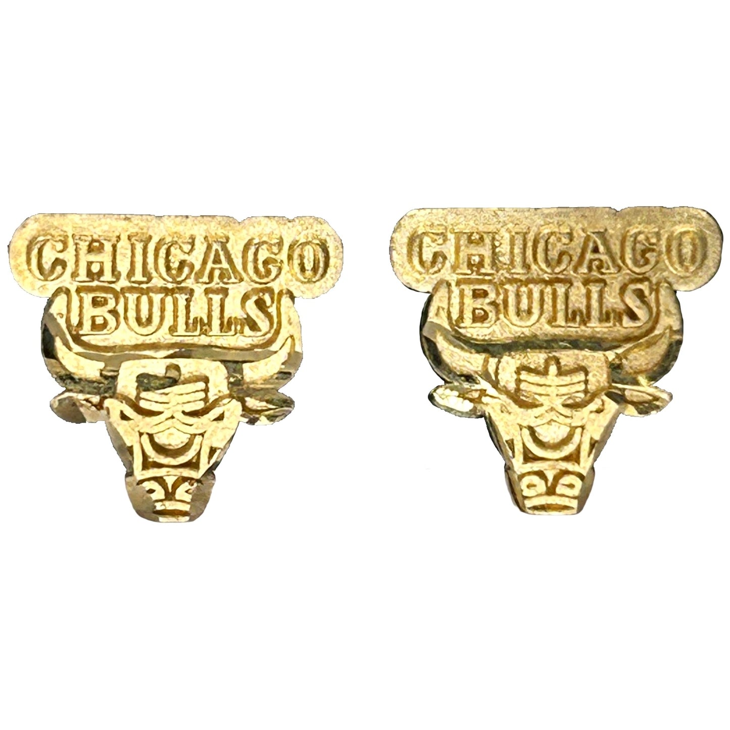 Vintage 14k Yellow Gold NBA Chicago Bulls Logo Stud Earrings - Officially Licensed