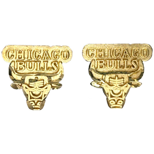 Vintage 14k Yellow Gold NBA Chicago Bulls Logo Stud Earrings - Officially Licensed