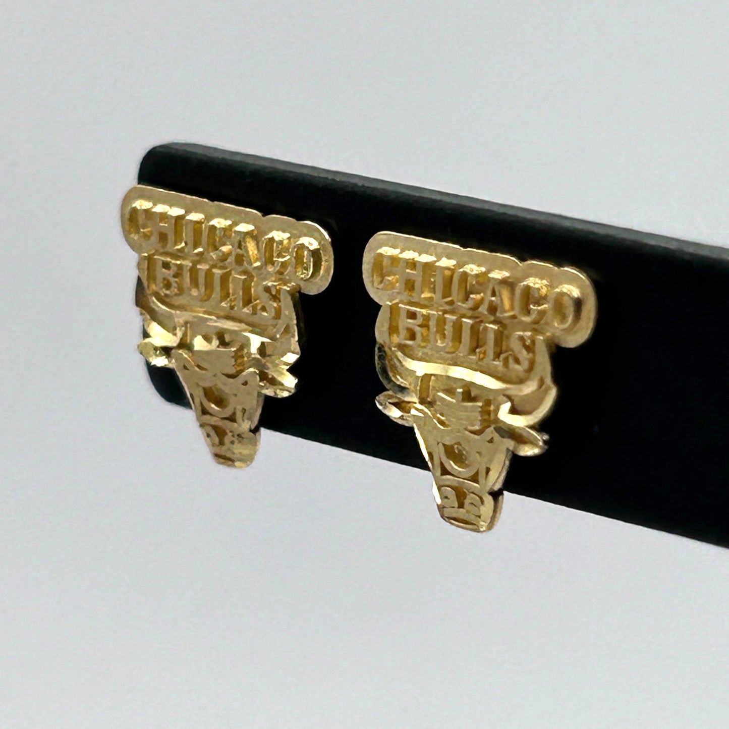 Vintage 14k Yellow Gold NBA Chicago Bulls Logo Stud Earrings - Officially Licensed