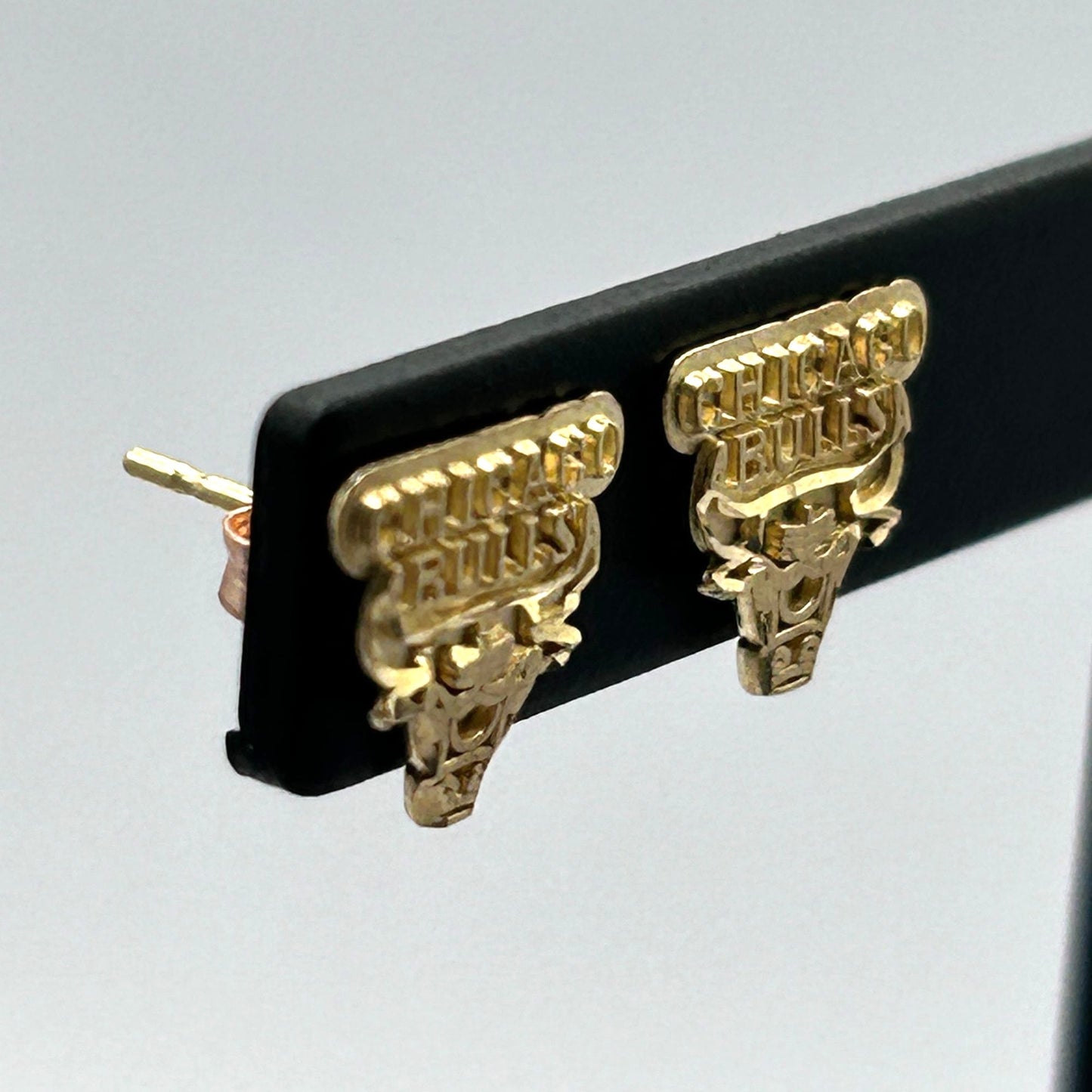 Vintage 14k Yellow Gold NBA Chicago Bulls Logo Stud Earrings - Officially Licensed