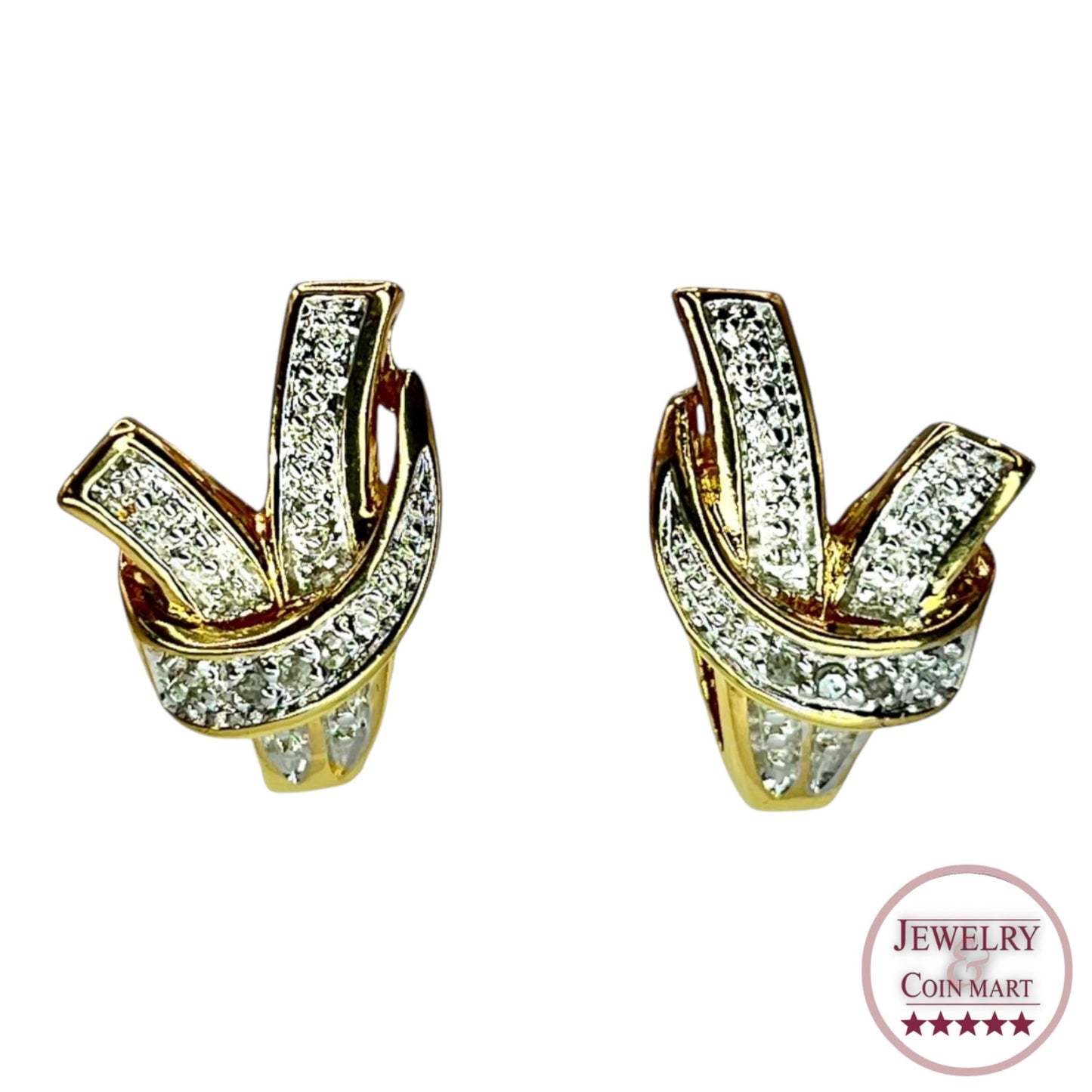 Gold and Silver Toned V-Shaped Stud Earrings Elegant Lightweight Classic