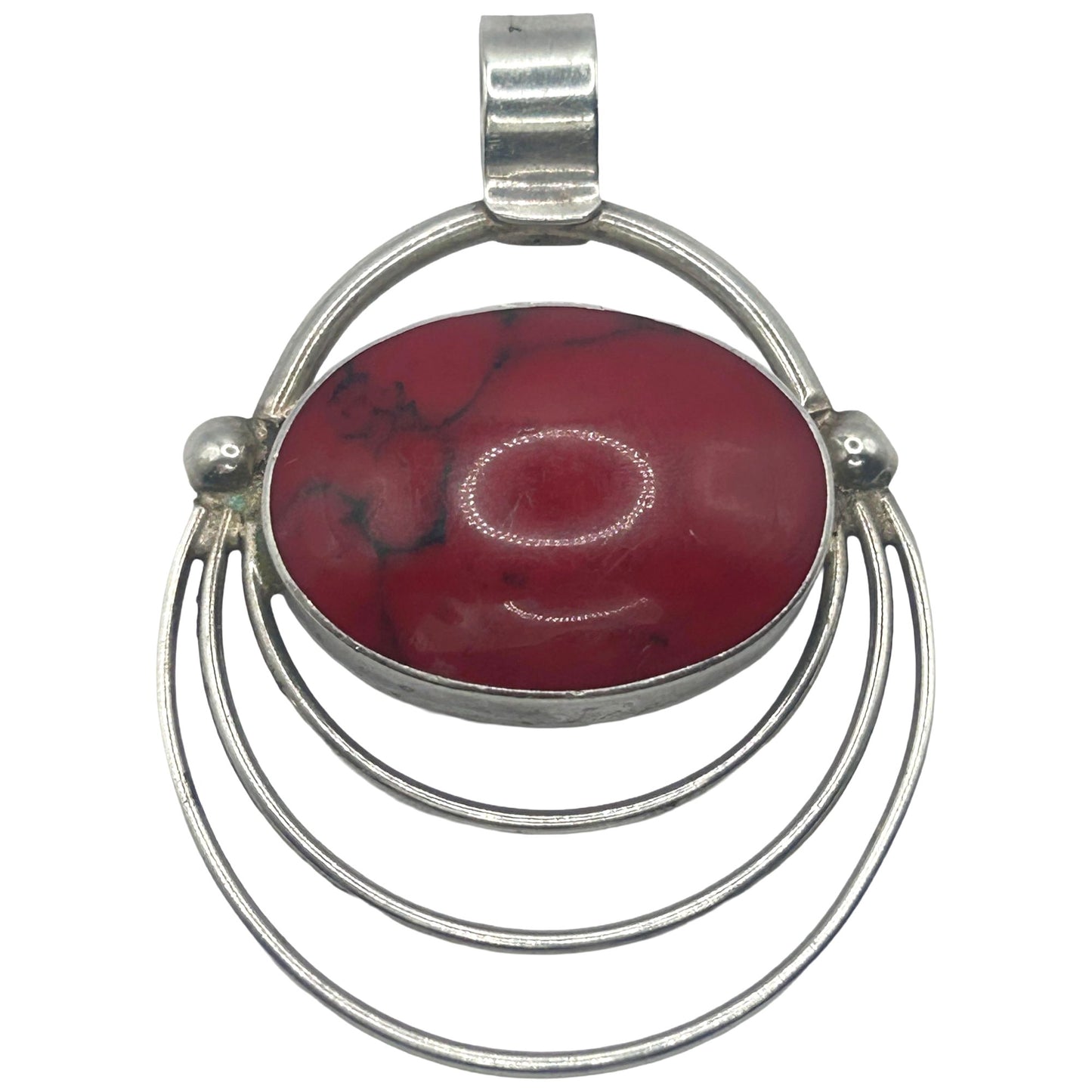 Mexico 925 Sterling Silver with Red Jasper Necklace Pendant