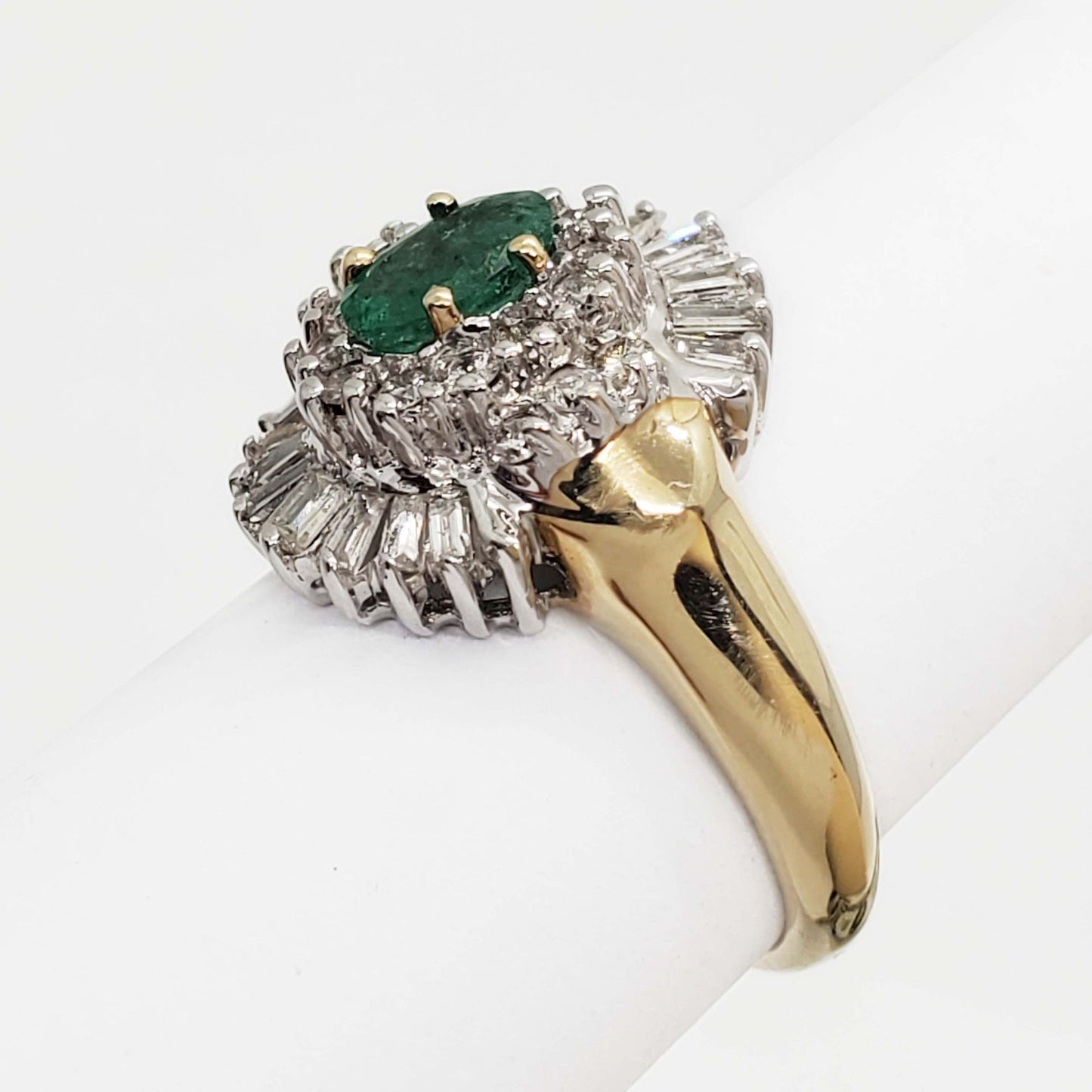 0.8 ctw Natural Oval Emerald & Diamond Halo Ring 14k Size 5