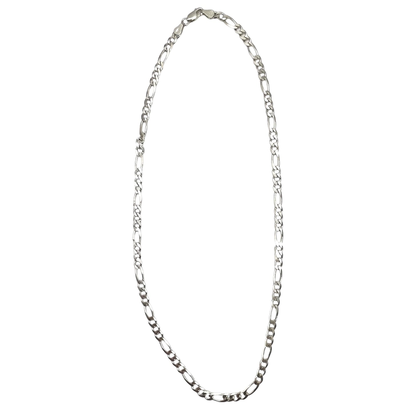 925 Italy IBB Sterling Silver Men's Figaro Chain Necklace 20 Inch 4mm Classic